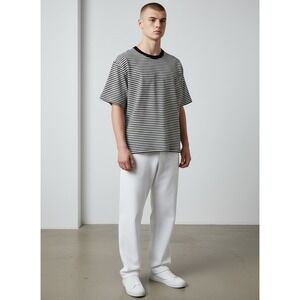 Wax London Striped Knit T Shirt Mens Size L Short Sleeve Crew Neck Casual